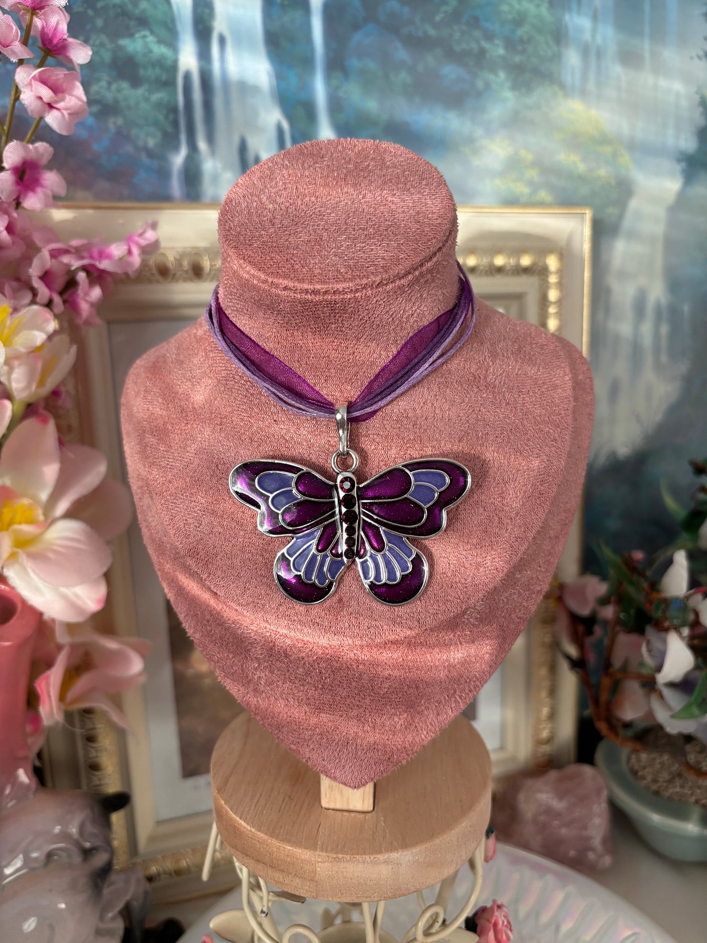 violet butterfly necklace