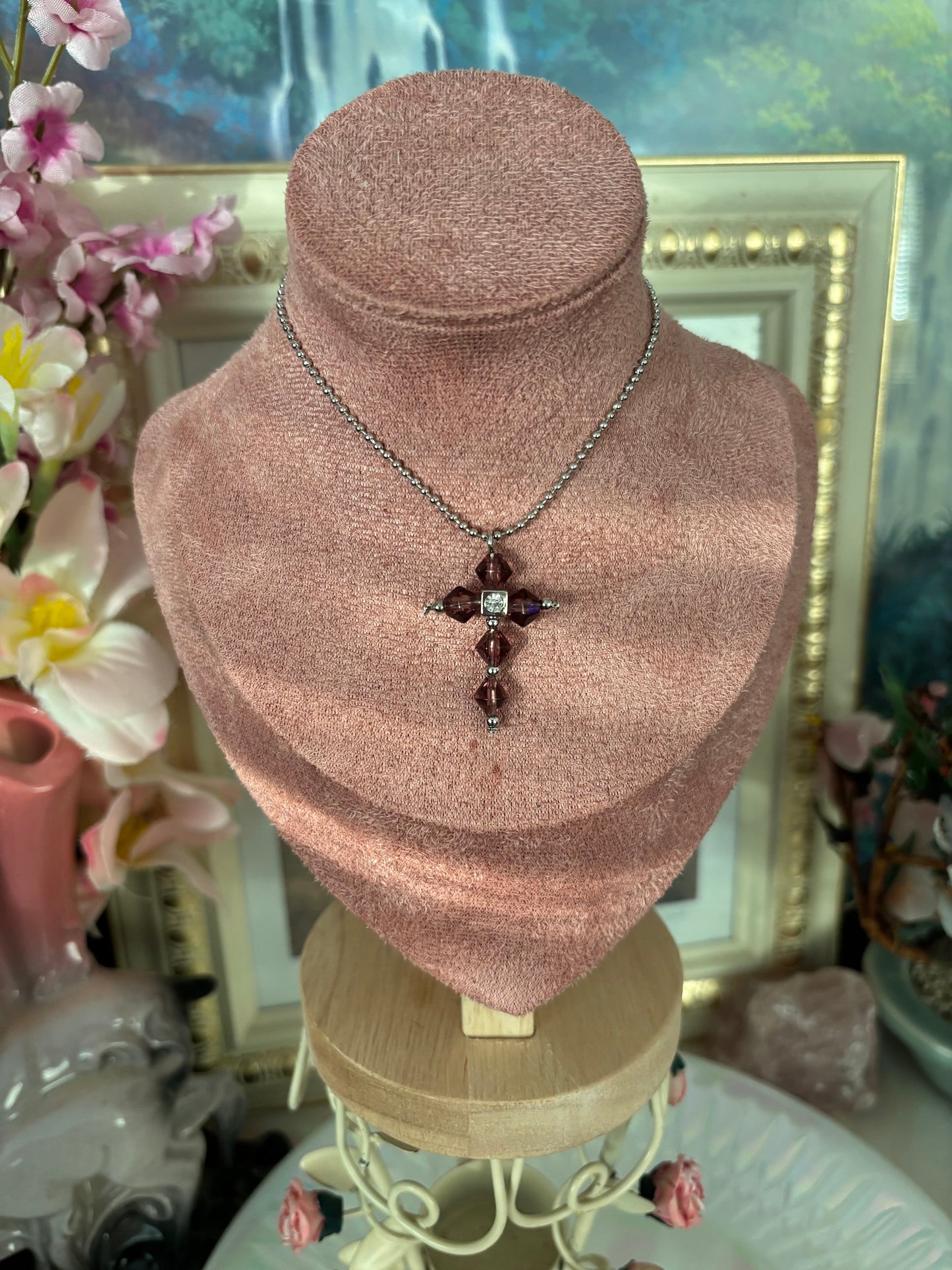 beaded cross necklace