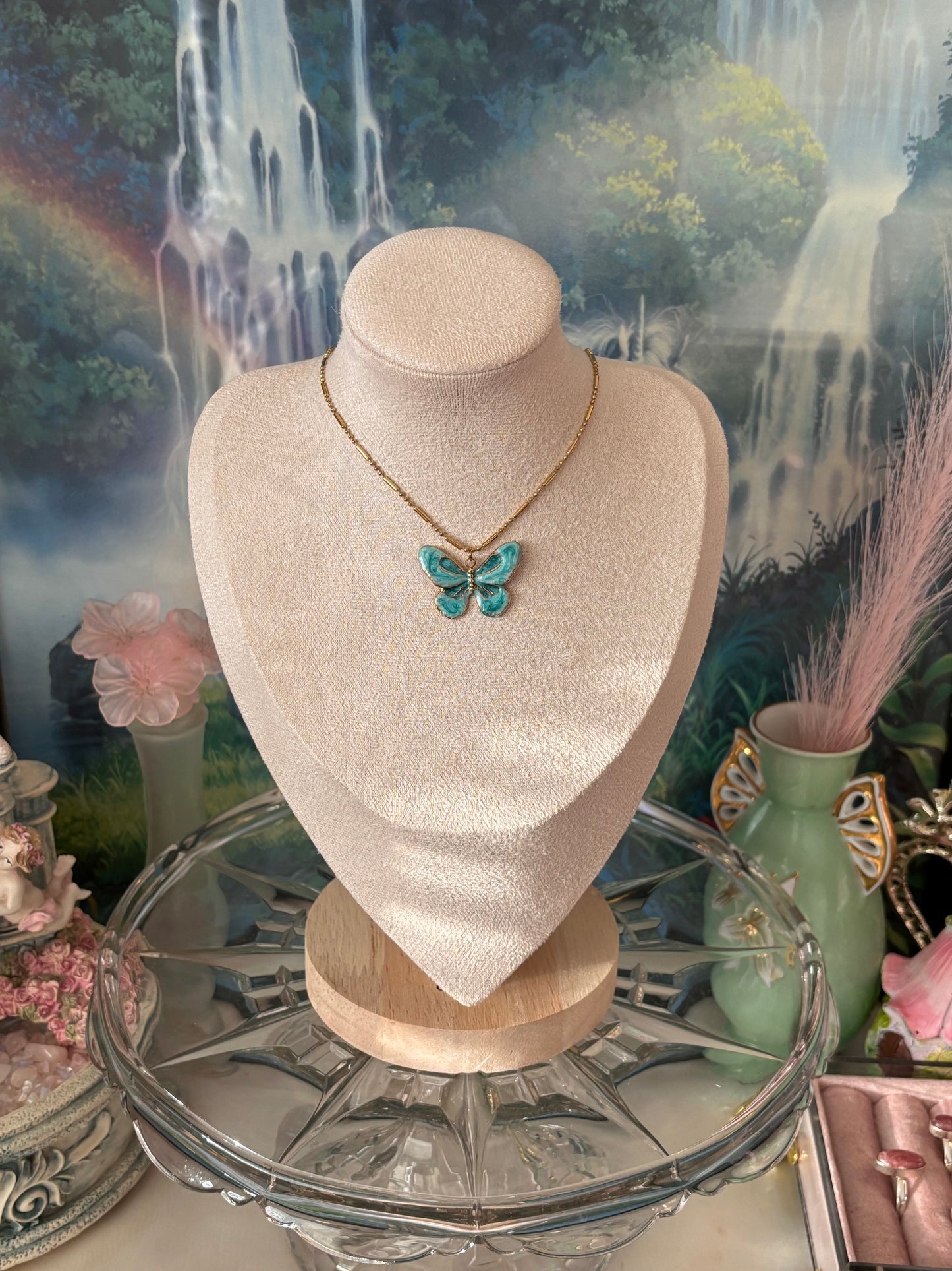 blue mariposa necklace