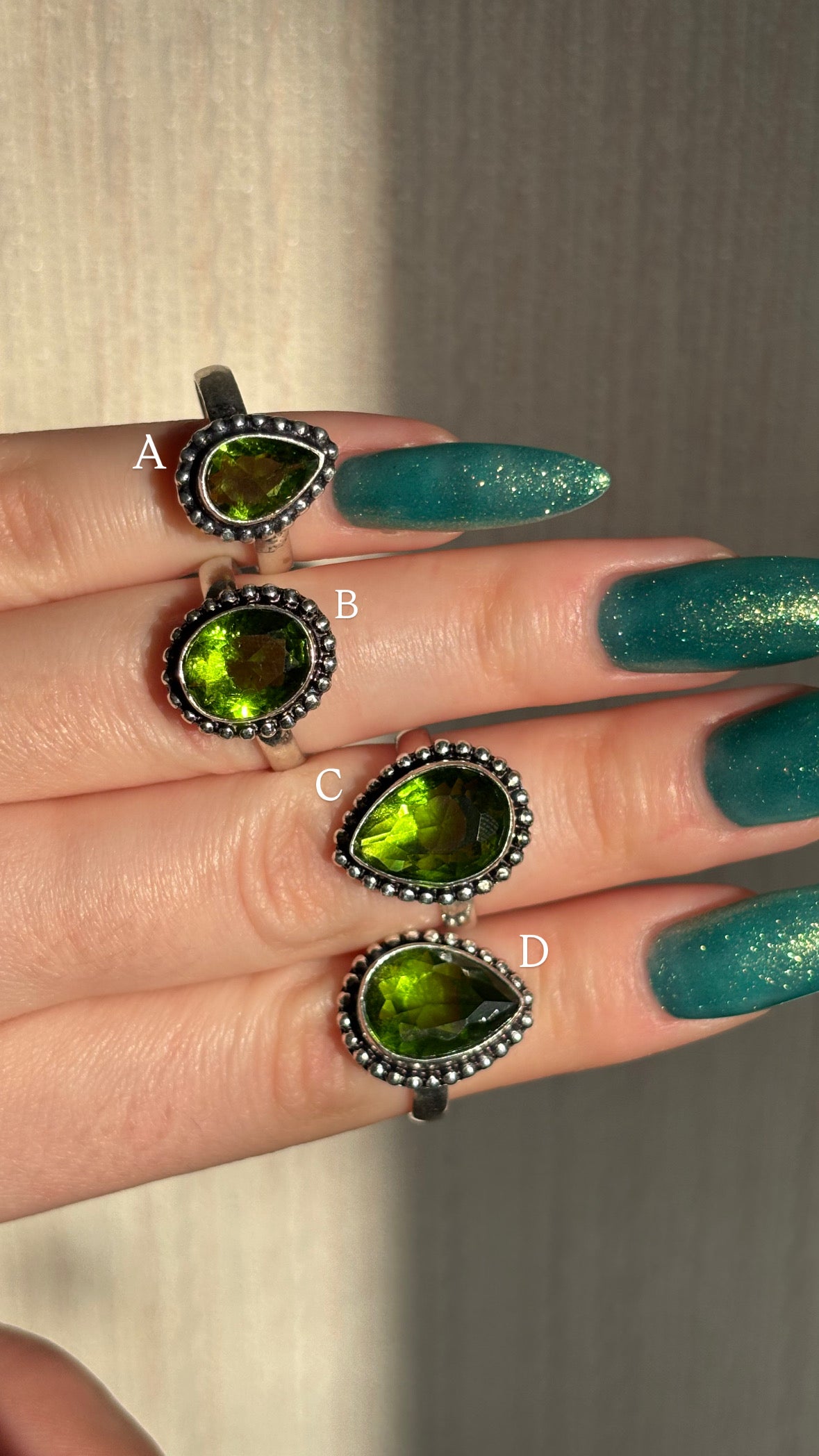 925 sterling silver peridot ring (pick your own)