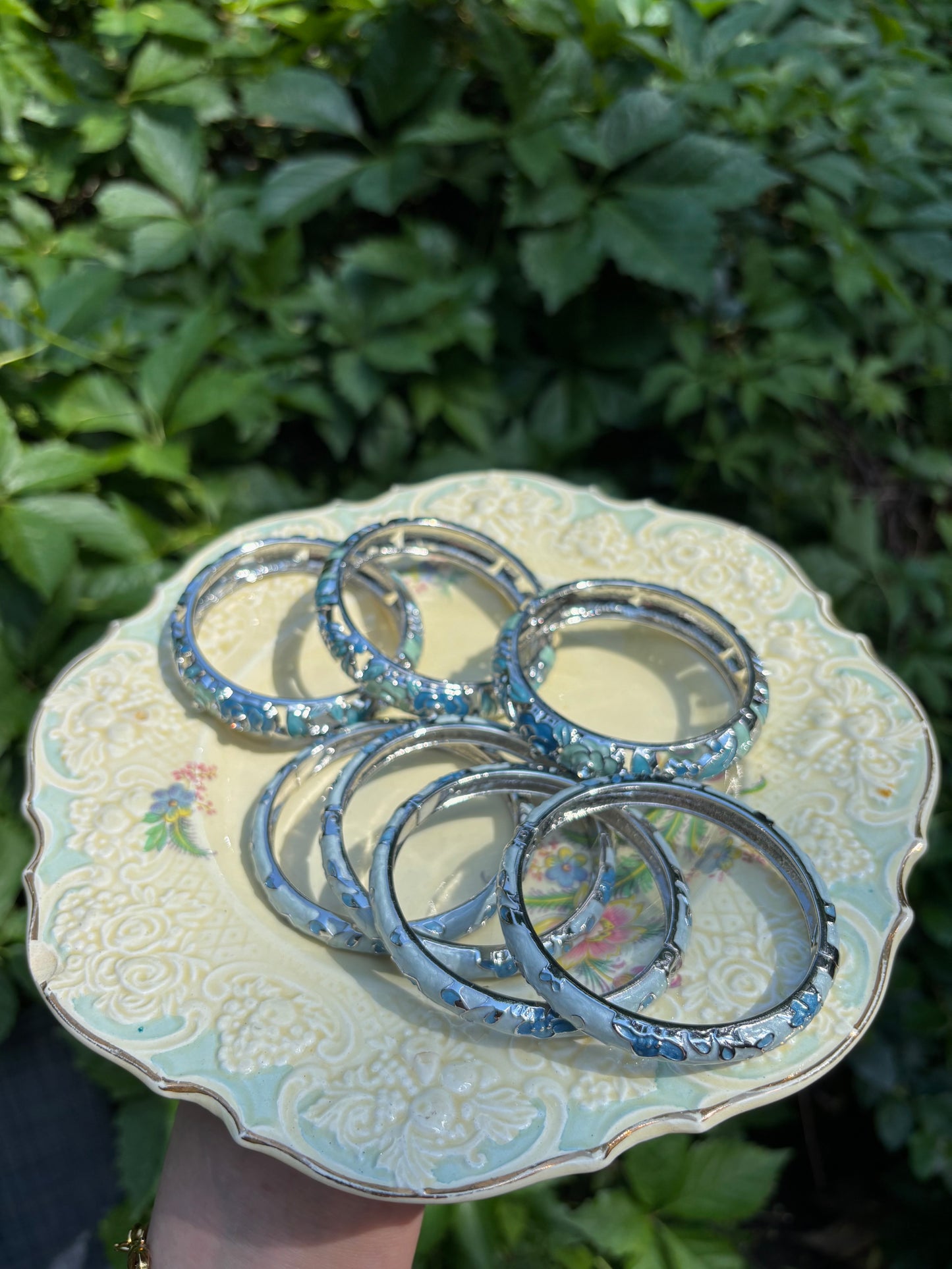 silver cloisonné bangle