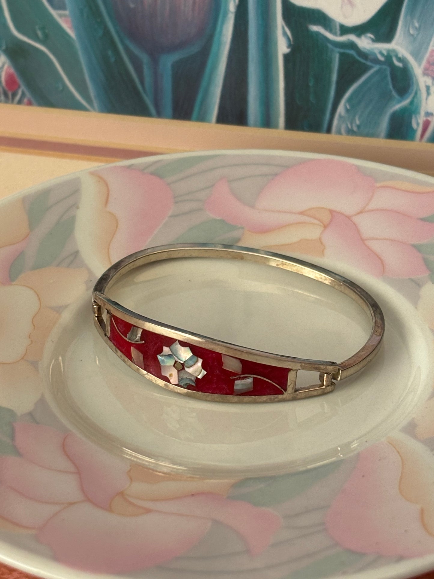 .925 shell mosaic bangle