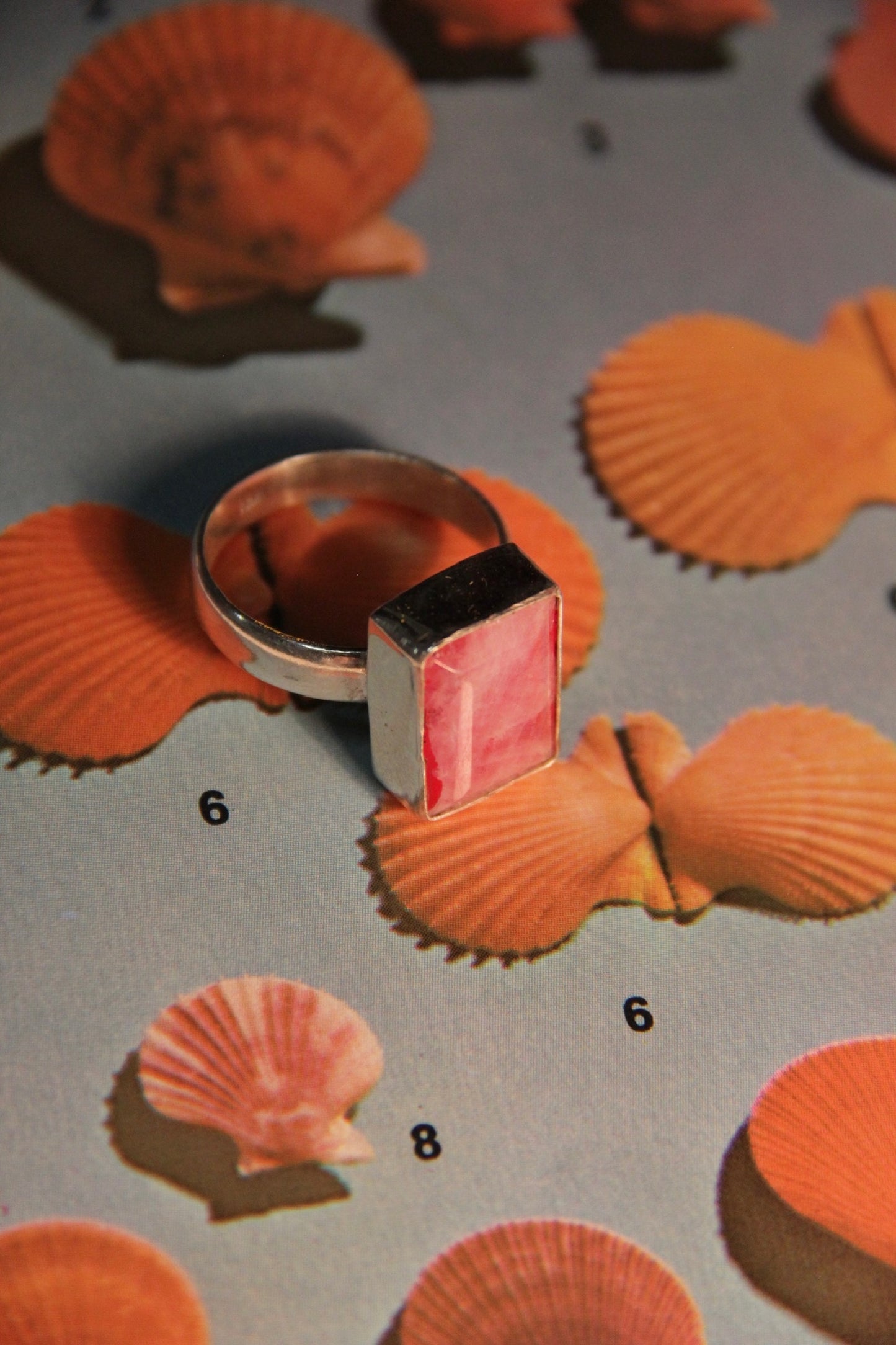 .925 red rainbow moonstone ring size 8