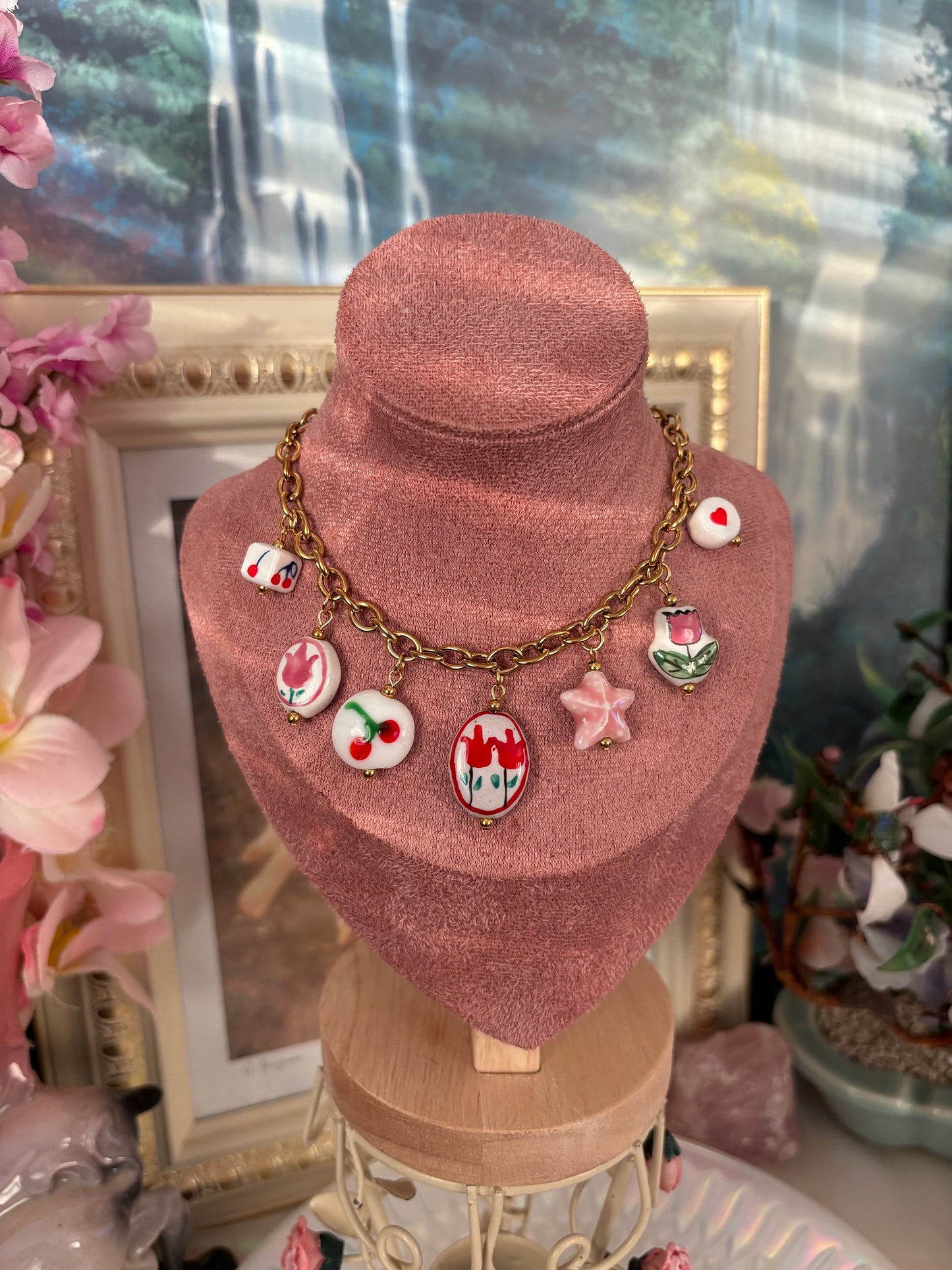 ceramic charm necklace