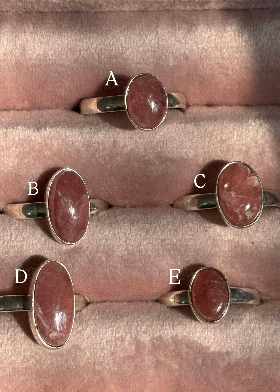 925 sterling silver rhodochrosite ring (pick your own)