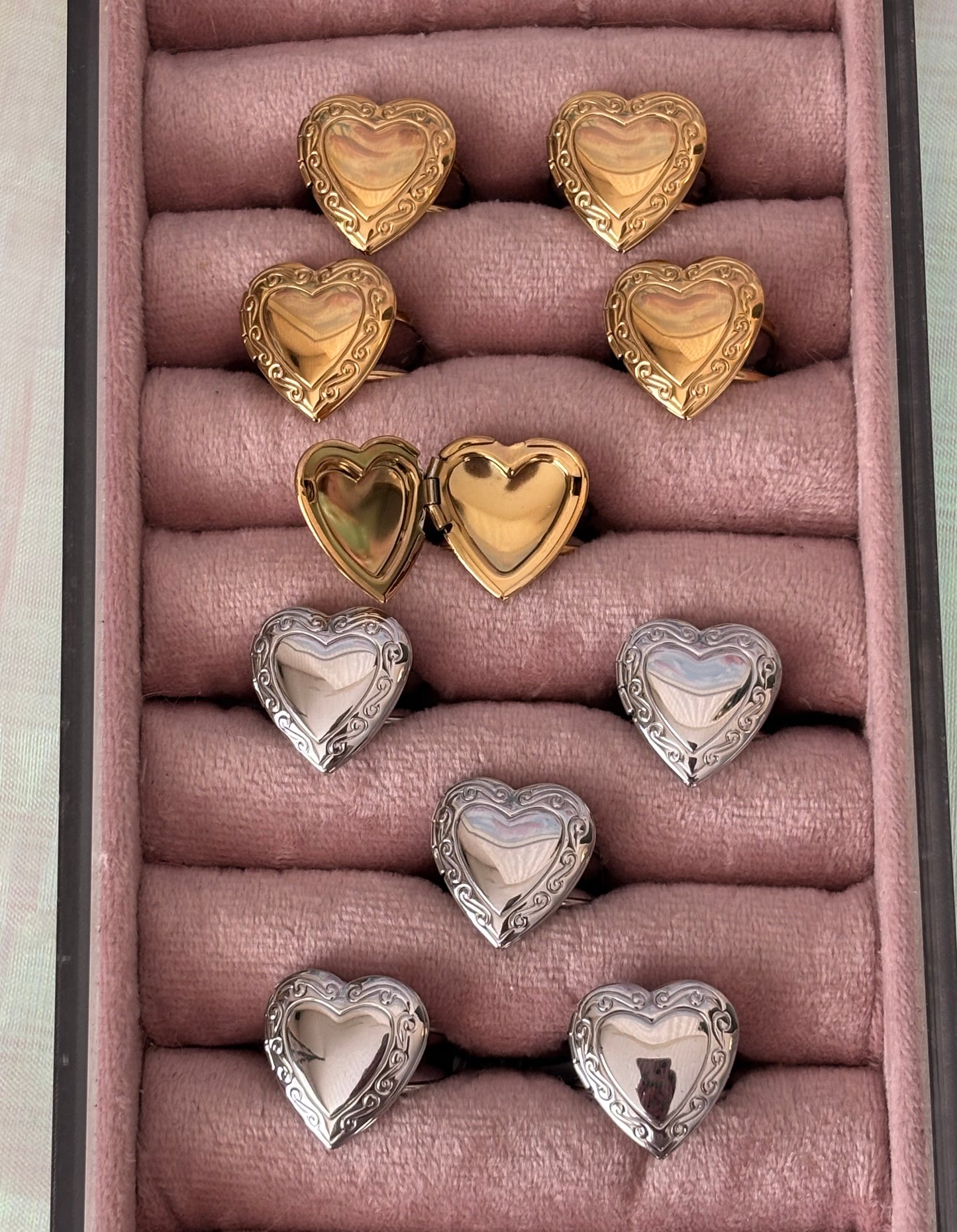stainless steel locket rings