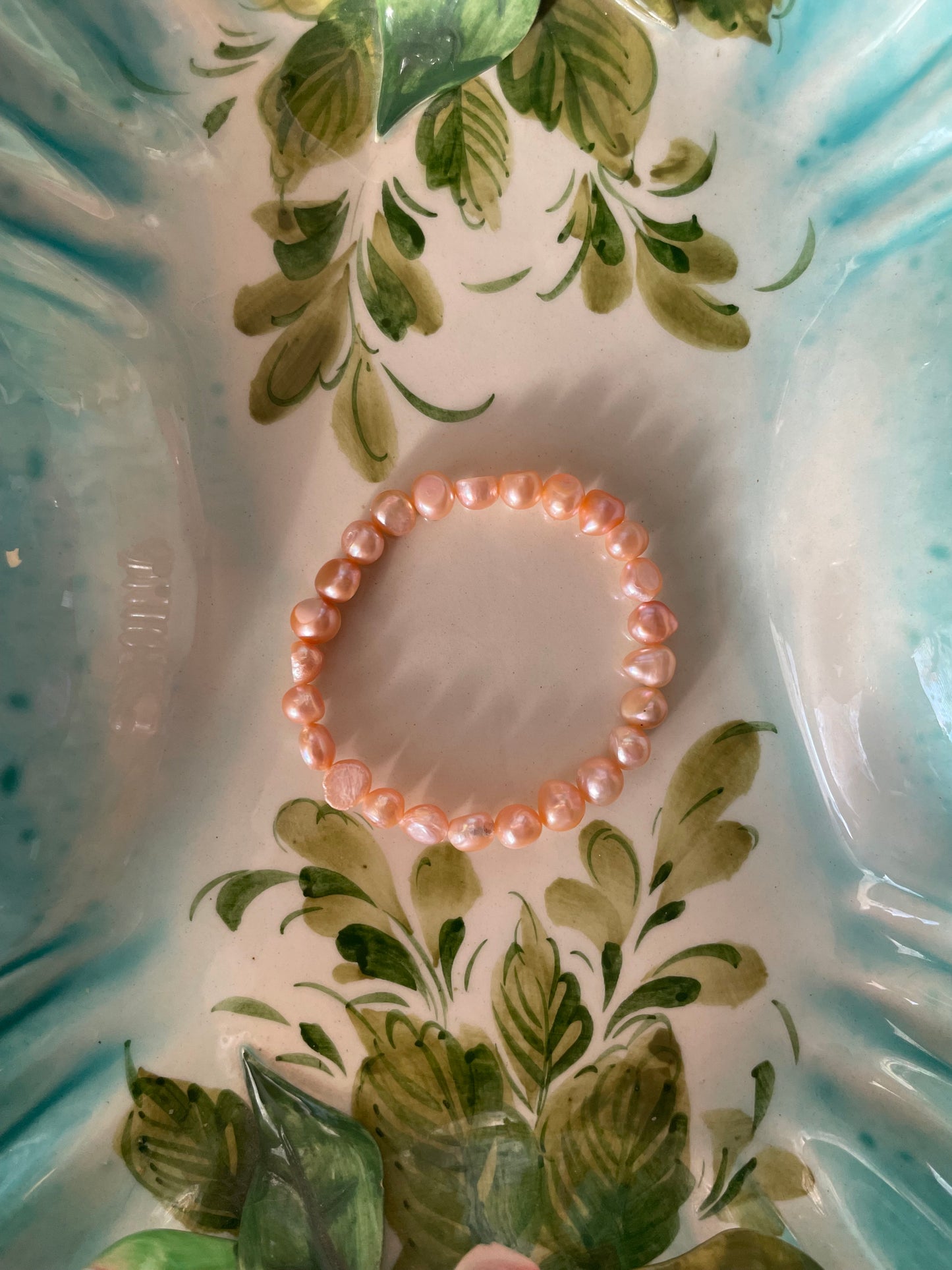 peach freshwater pearl bracelet