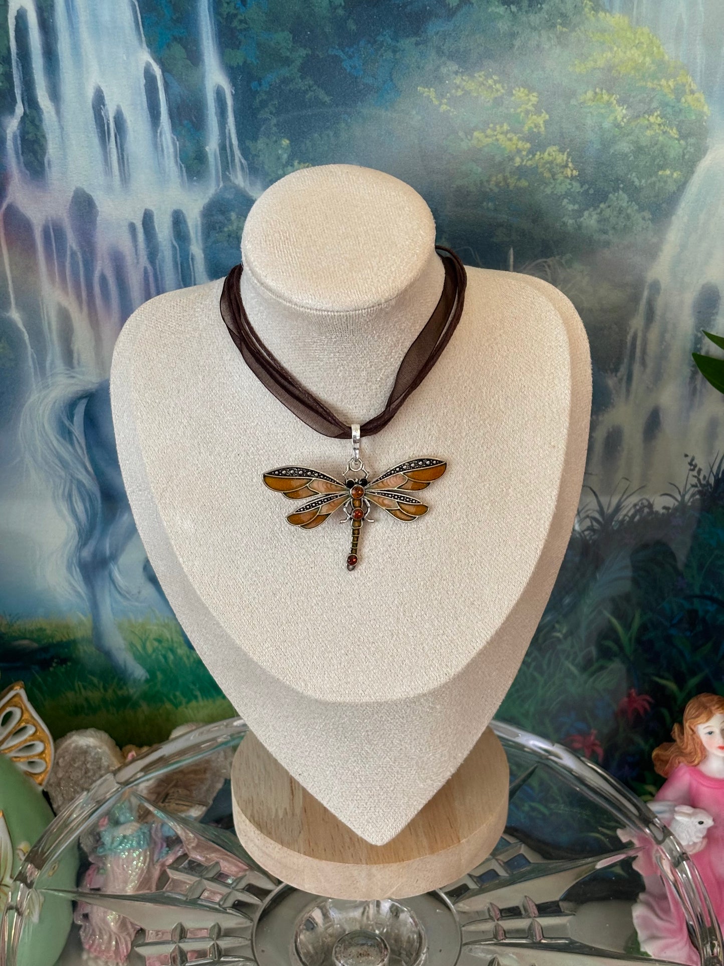 brown dragonfly necklace