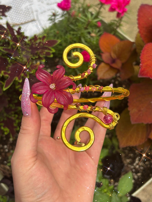 raspberry floral cuff
