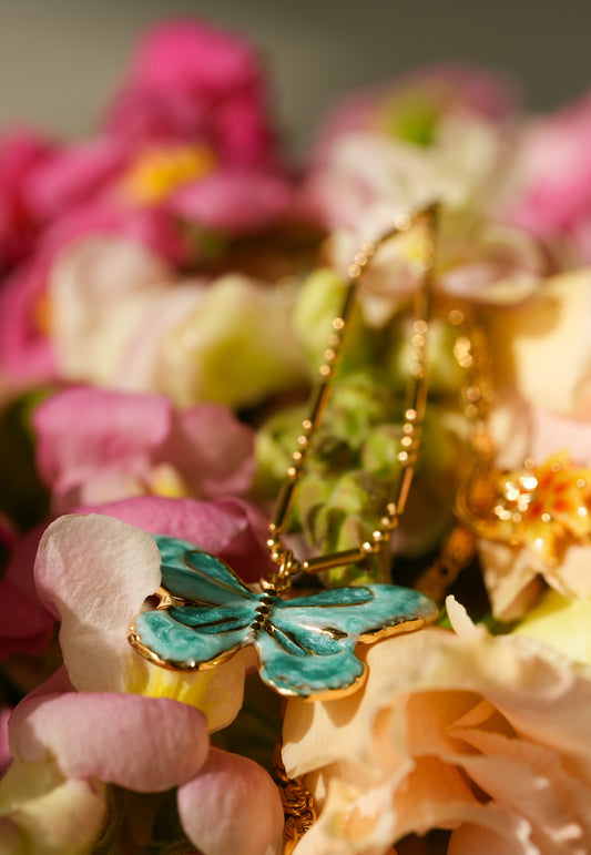 blue mariposa necklace