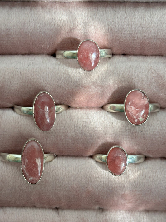925 sterling silver rhodochrosite ring (pick your own)