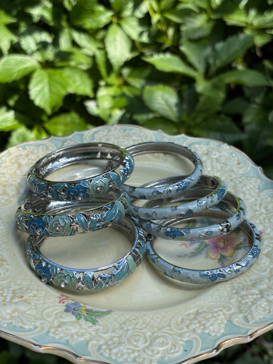 silver cloisonné bangle